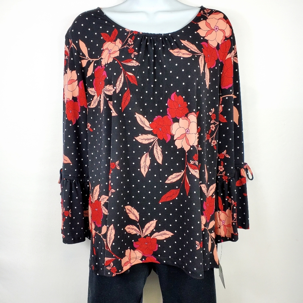 NWT Liz Claiborne Flowy Tunic Bell Sleeves